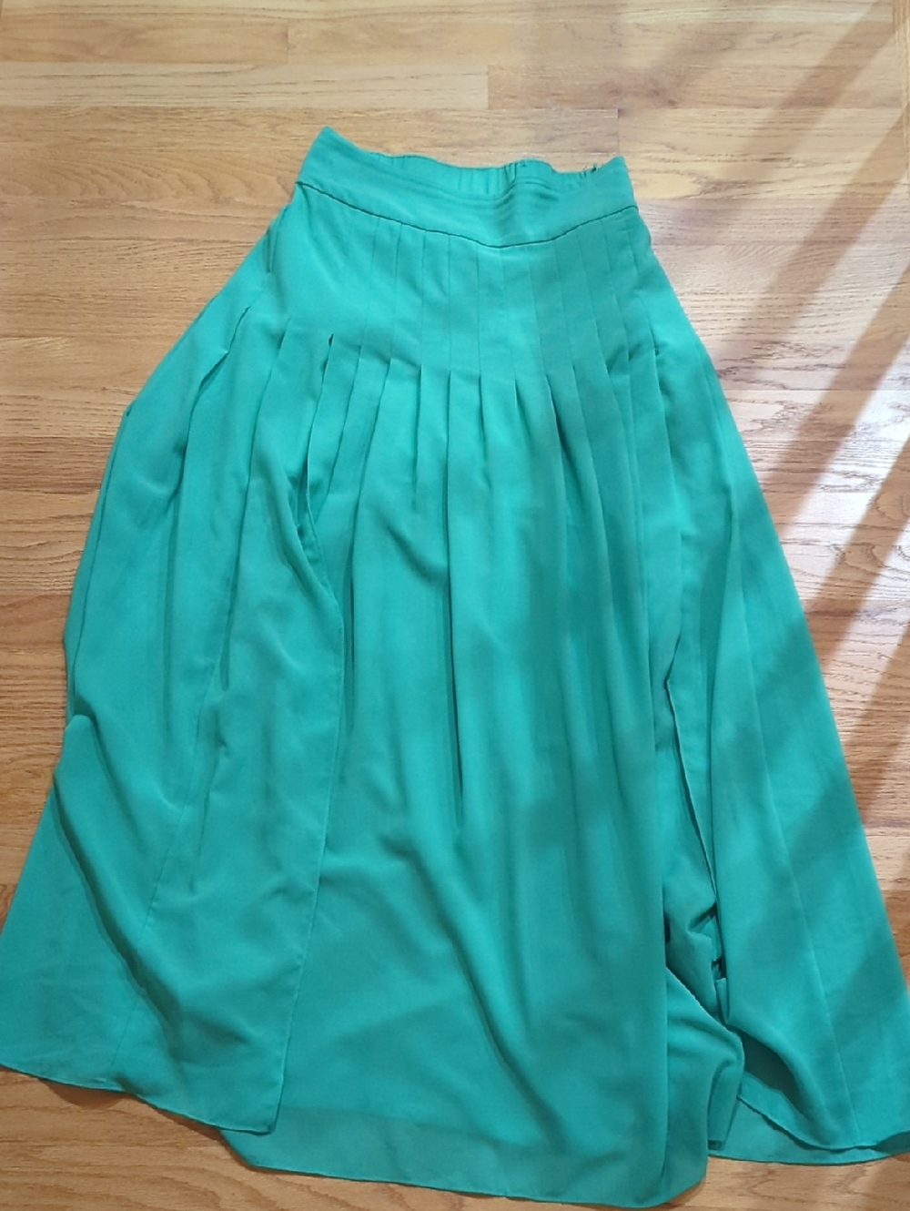 Maeve Pleated A-Line Maxi Skirt in Bright Teal Green